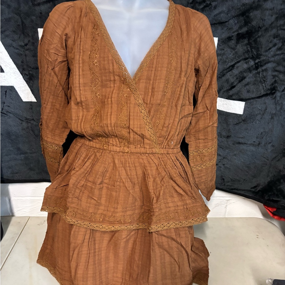American Eagle Outfitters brown lace trim sundress size medium new with tags